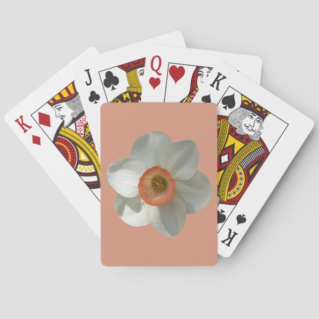 Pink Daffodil Spring Flower Poker Cards (Back)
