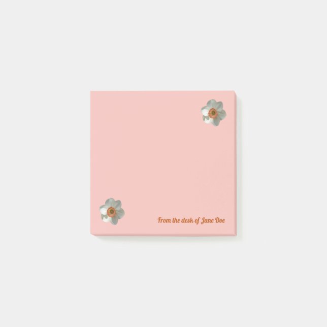 Pink Daffodil Spring Flower Post-it Notes (Front)