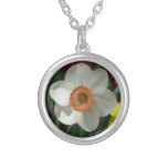 Pink Daffodil Spring Flower Silver Plated Necklace