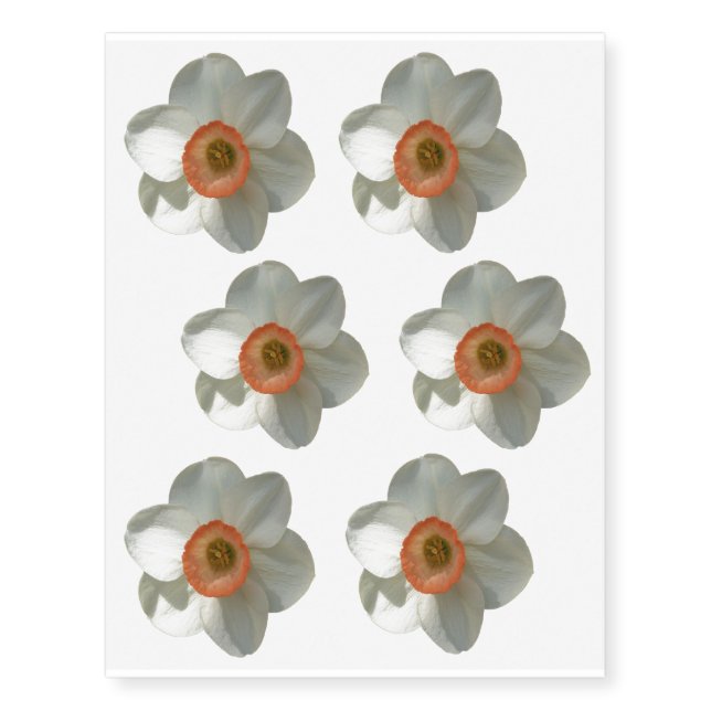 Pink Daffodil Spring Flower Temporary Tattoos (Front)