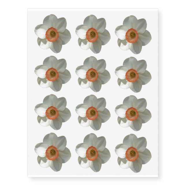 Pink Daffodil Spring Flower Temporary Tattoos (Front)