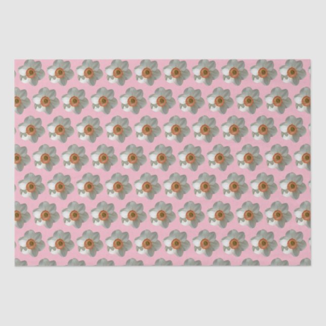 Pink Daffodil Spring Flower Tissue Paper (Front)