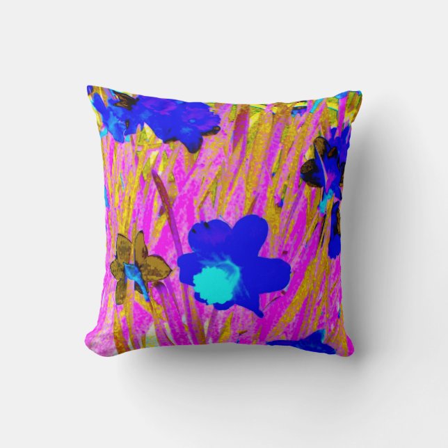 'Pink Daffodils' Throw Pillow (Front)