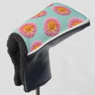 Pink Dahlia and Dew Drops Golf Head Cover