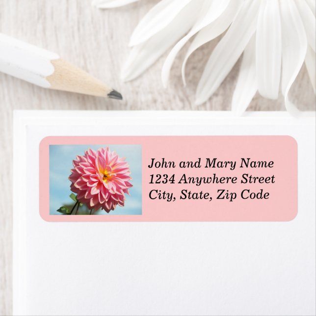 Pink Dahlia Bloom Floral Address Label (Insitu)
