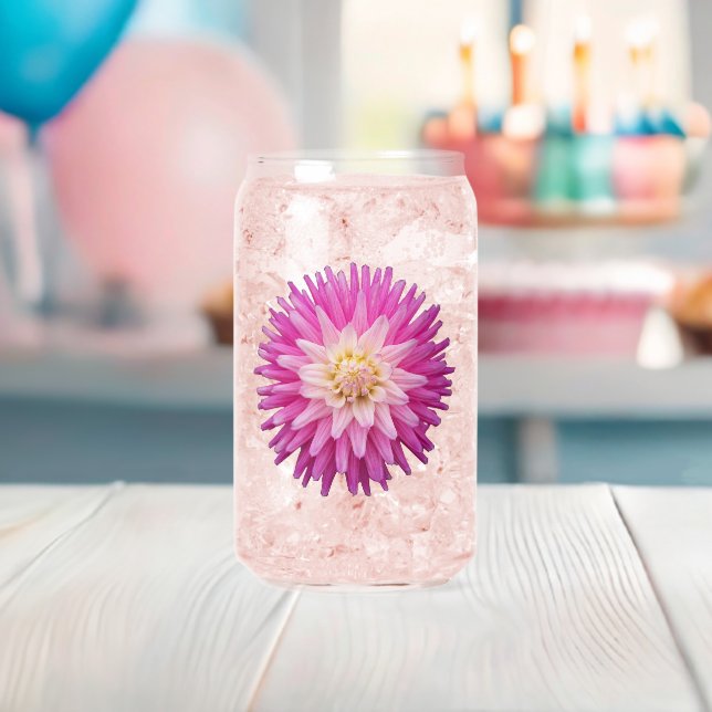 Pink Dahlia Bloom Floral Can Glass (Insitu (Baby Shower))