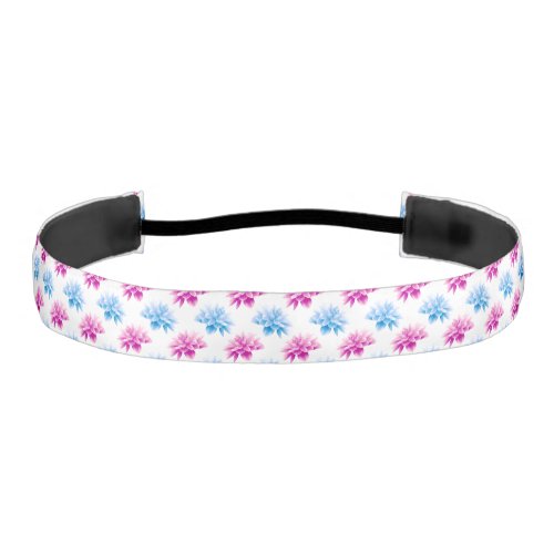 Pink Dahlia Blue Dahla Floral Pattern Flowers Athletic Headband