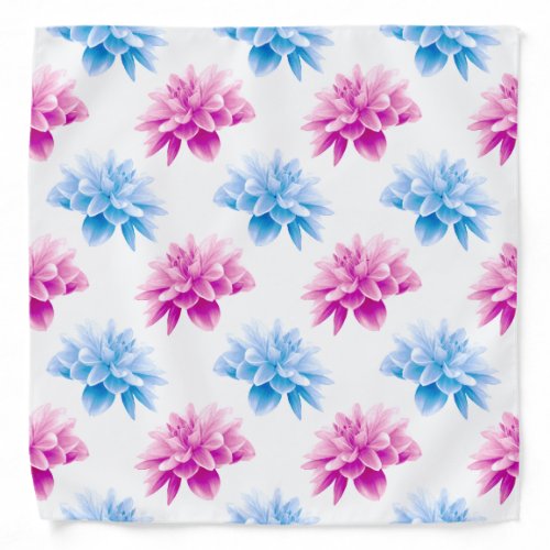 Pink Dahlia Blue Dahla Floral Pattern Flowers Bandana