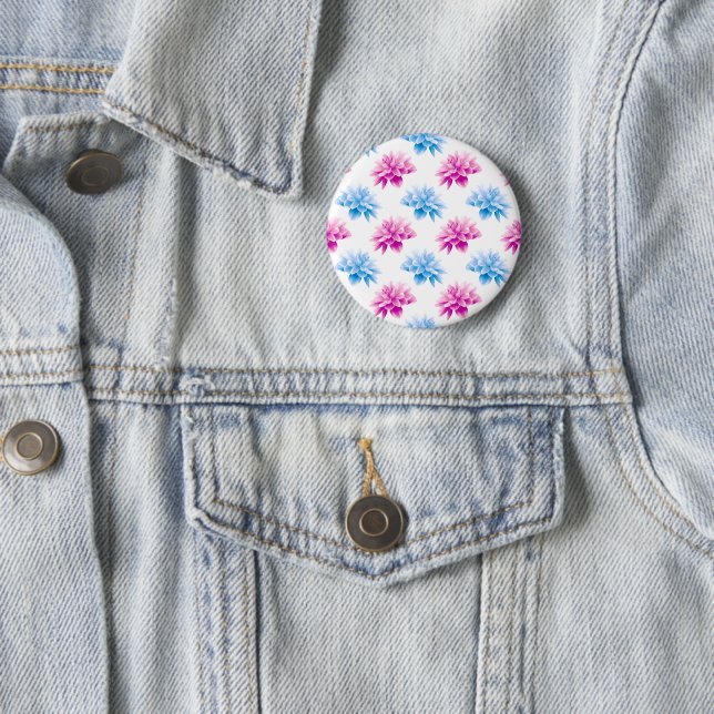 Pink Dahlia, Blue Dahla, Floral Pattern, Flowers Button (In Situ)