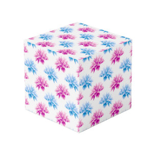 Pink Dahlia, Blue Dahla, Floral Pattern, Flowers Cube