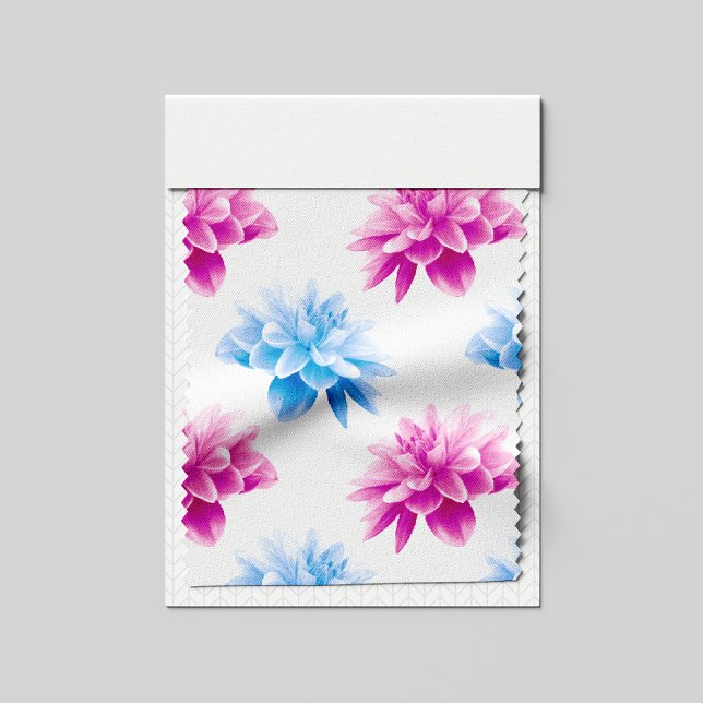 Pink Dahlia, Blue Dahla, Floral Pattern, Flowers Fabric (Creator Uploaded)