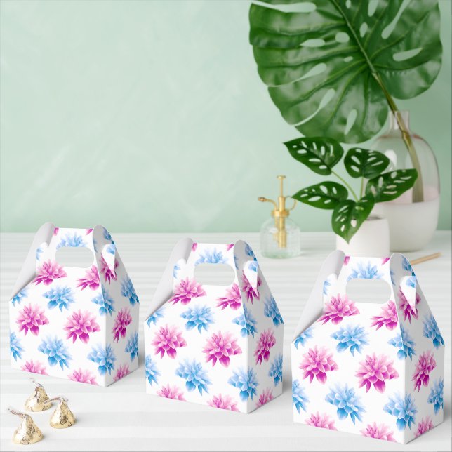 Pink Dahlia, Blue Dahla, Floral Pattern, Flowers Favor Boxes (Multiple)
