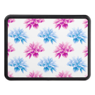 Pink Dahlia, Blue Dahla, Floral Pattern, Flowers Hitch Cover