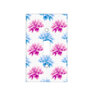 Pink Dahlia, Blue Dahla, Floral Pattern, Flowers Light Switch Cover