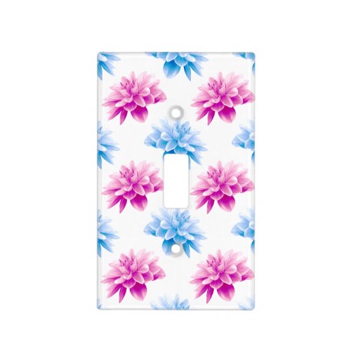 Pink Dahlia Blue Dahla Floral Pattern Flowers Light Switch Cover