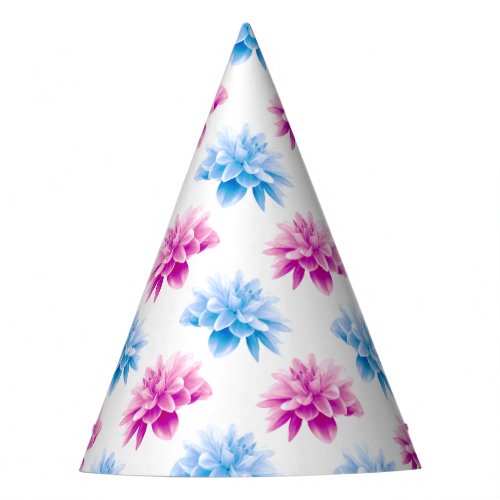 Pink Dahlia Blue Dahla Floral Pattern Flowers Party Hat