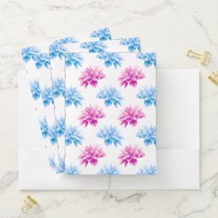 Pink Dahlia, Blue Dahla, Floral Pattern, Flowers Pocket Folder