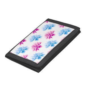 Pink Dahlia, Blue Dahla, Floral Pattern, Flowers Trifold Wallet