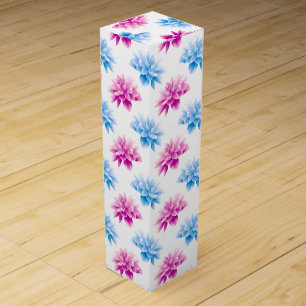 Pink Dahlia, Blue Dahla, Floral Pattern, Flowers Wine Box