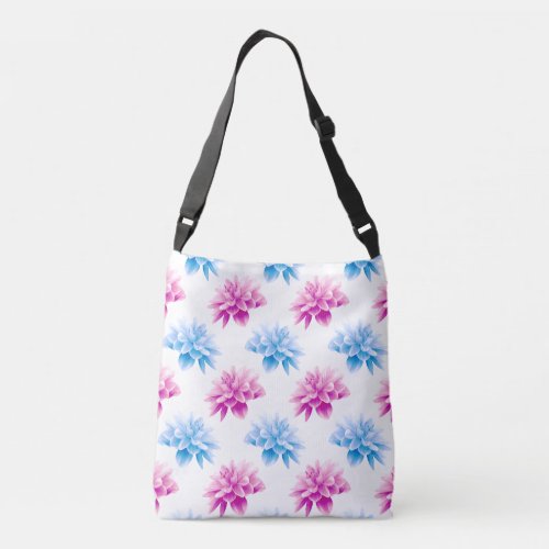 Pink Dahlia Blue Dahlia Floral Pattern Flowers Crossbody Bag