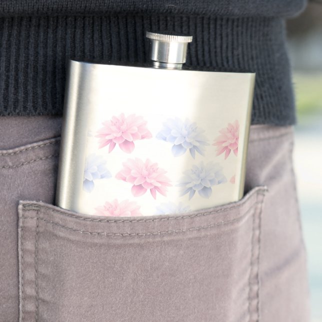 Pink Dahlia, Blue Dahlia, Flowers, Monogram Flask (In Situ)