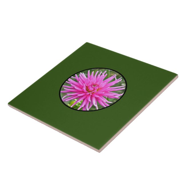 Pink Dahlia Ceramic Tile (Side)