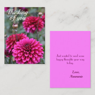 Pink Dahlia Floral Photograph Thinking of You Note Card