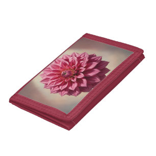 Pink Dahlia Flower Botanical Trifold Wallet