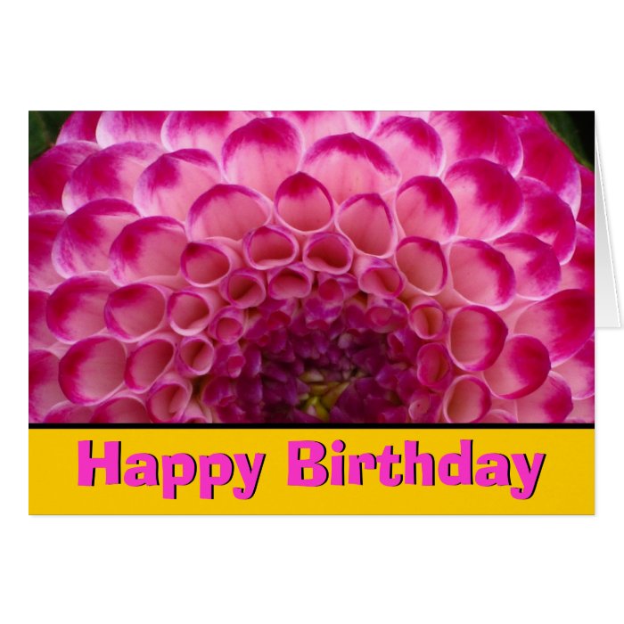 Pink Dahlia Flower Happy Birthday Greeting Card