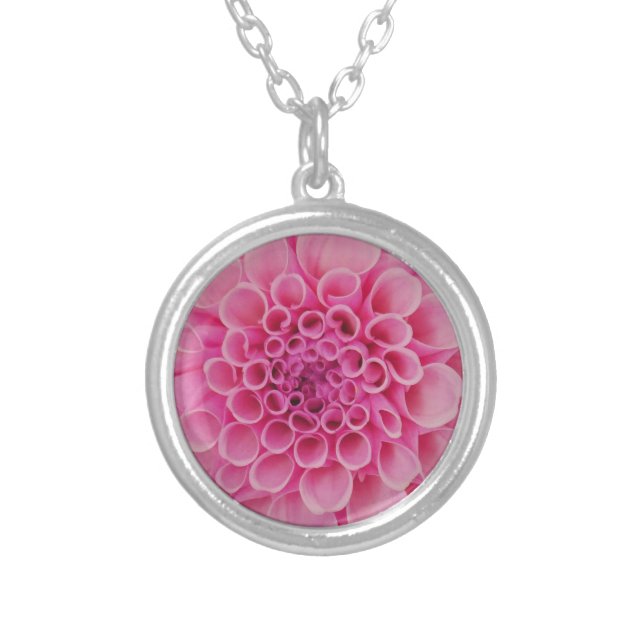 Pink Dahlia Flower Necklace (Front)