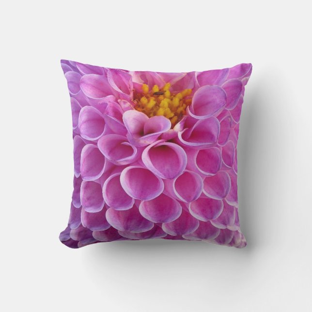 Pink Dahlia Flower Photo Throw Pillow (Front)