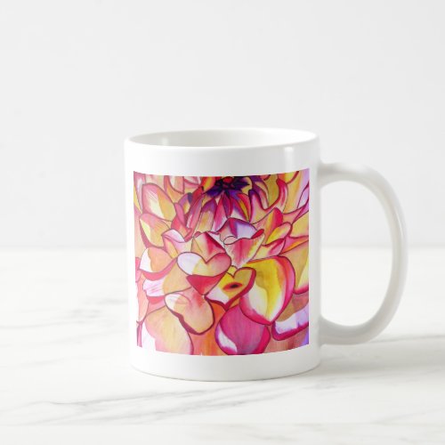 Pink Dahlia flower watercolour fine art Coffee Mug