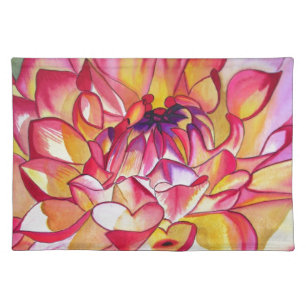 Pink Dahlia flower watercolour fine art Placemat