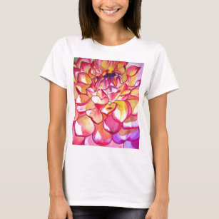 Pink Dahlia flower watercolour fine art T-Shirt