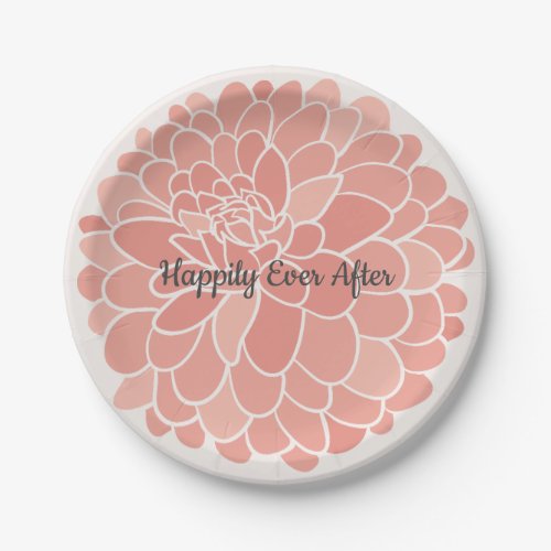 Pink Dahlia Flower wedding Paper Plates