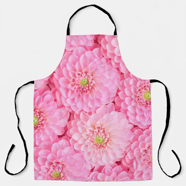 Pink dahlia flowers background. Top view.  Apron (Front)