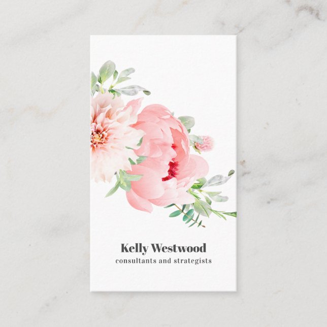 Pink Dahlia Flowers Beauty consultant Strategist Business Card (Front)