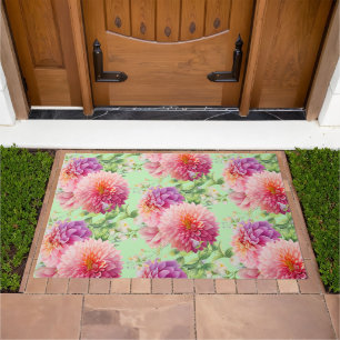 Pink Dahlia Flowers Doormat