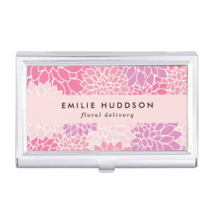 Pink Dahlia Flowers, Floristry, Flower Shop Business Card Case