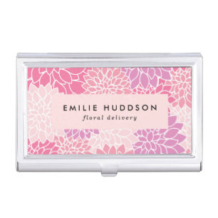 Pink Dahlia Flowers, Floristry, Flower Shop Business Card Case