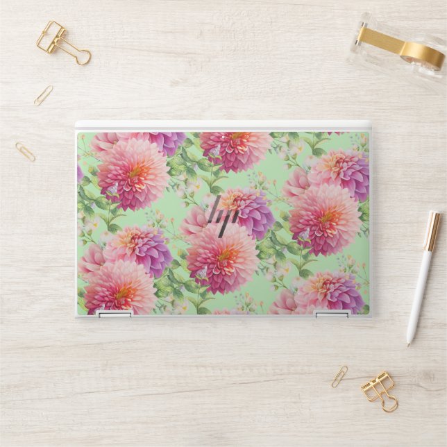 Pink Dahlia Flowers HP Laptop Skin (Desk)