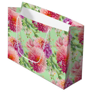 Pink Dahlia Flowers Large Gift Bag