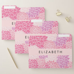Pink Dahlia Flowers, Pattern Of Flowers, Your Name File Folder