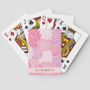 Pink Dahlia Flowers, Pattern Of Flowers, Your Name Poker Cards