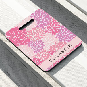 Pink Dahlia Flowers, Pattern Of Flowers, Your Name Seat Cushion