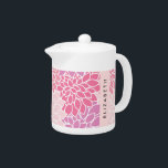 Pink Dahlia Flowers, Pattern Of Flowers, Your Name Teapot<br><div class="desc">Elegant,  stylish and sophisticated pattern with pink Dahlia flowers. Modern and trendy gift,  perfect for the floral design lover in your life. Personalize by adding your name,  nickname,  monogram or initials.</div>