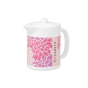 Pink Dahlia Flowers, Pattern Of Flowers, Your Name Teapot
