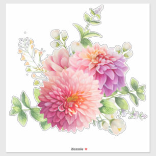 Pink Dahlia Flowers Sticker