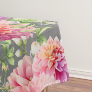 Pink Dahlia Flowers Tablecloth