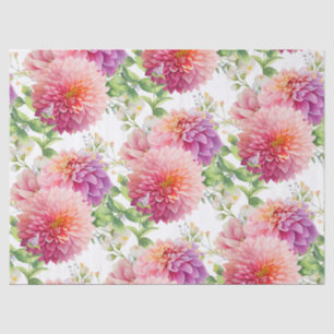 Pink Dahlia Flowers Tissue Paper